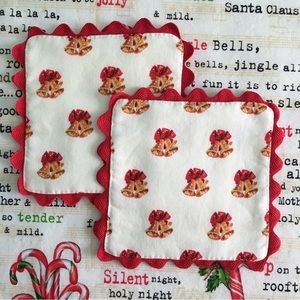 ✨Golden Bells Retro-style Christmas Coasters 🔔, Set of 2✨